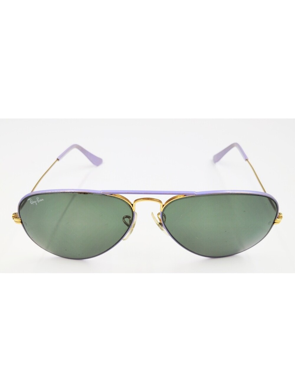 Vintage B&L Ray-Ban Aviator 58-14 Sunglasses Purple Lavender Gold Green Lens
